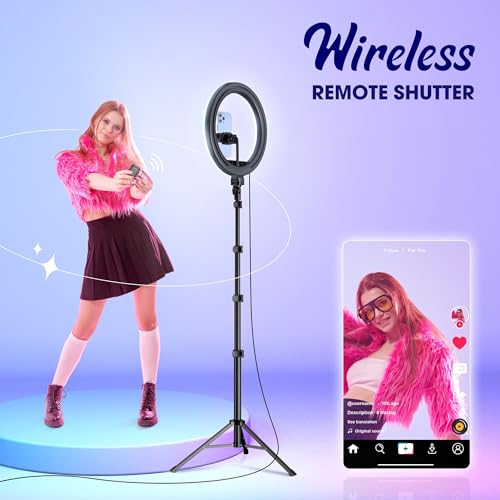 TODI 12" RGB Ring Light with 63" Tripod Stand, 3 CCT Mode and 39 Color Mode Selfie RingLight with Stand, 2-in-1 LED Ring Light with Selfie Remote, for Makeup, Live Stream - color: RGB-1