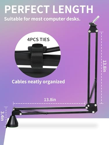 Low Profile Mic Boom Arm - YOUSHARES Boom Arm for Blue Yeti Fifine AM8 K688 QuadCast SoloCast AT2020, Adjustable Low Profile Microphone Arm for Podcast Streaming Gaming Studio - color: Low Profile Mic Boom Arm Set C