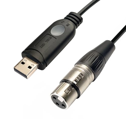 DSD TECH SH-RS09B USB to DMX Cable Support Freestyler, QLC+, Dmxcontrol, Lightkey, Lightjams, Soundswitch and Pi Open Lighting (3M/10FT) - size: 10ft