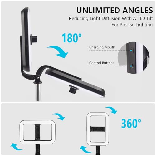 Selfie Ring Light with Stand, Tripod with Dimmable LED Lights, Extendable Ring Light Tripod for Photography, Video Recording, Live Stream, Makeup
