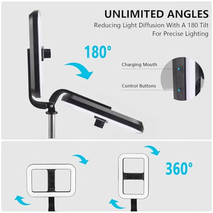 Selfie Ring Light with Stand, Tripod with Dimmable LED Lights, Extendable Ring Light Tripod for Photography, Video Recording, Live Stream, Makeup