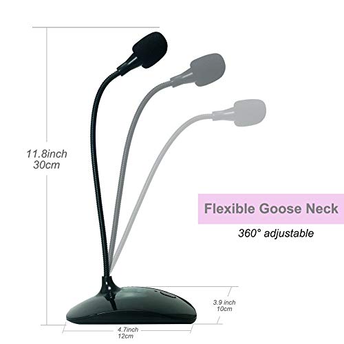 USB Microphone, 360 Degree Adjustable Gooseneck Design, Mute Button & LED Indicator, Noise-Canceling Technology, Plug & Play, Compatible with Windows & MacOS