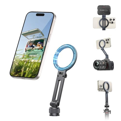 ULANZI Ungraded Magnetic Phone Tripod Mount for MagSafe, Aluminum Camera Phone Holder with 1/4" Screw & Cold Shoe,Carabiner Design, Compatible with iPhone 17/16/15/14/13/12 Series