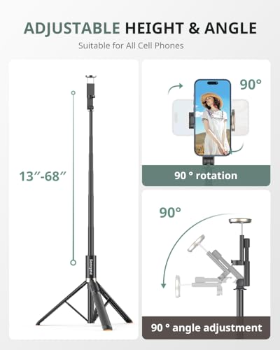 Sensyne 63" Selfie Stick Tripod, Extendable Phone Tripod with Wireless Remote Compatible with Cell Phones for Selfies, Photography,Video, Live Stream - size: 63in