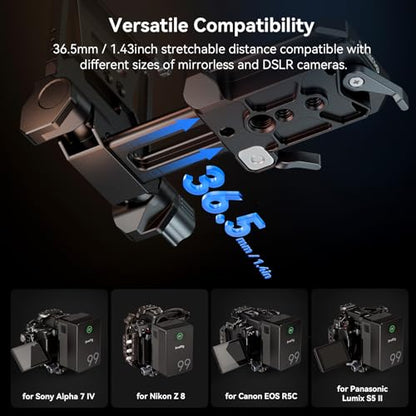 SmallRig Foldable V Mount Battery Plate, Tool-Free, All-in One Mounting Solution for Mirrorless/DSLR Cameras, with Modular Plate for Arca, Compact Camera Video Rig, for NEEWER V Mount Battery PS099E - style: Basic