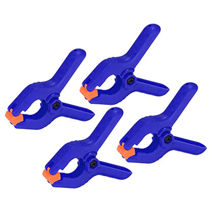 PATIKIL 2 Inch Spring Clamps, 4 Pack Plastic Flexible Anti-slip Strong Backdrop Clamp Clips for Stand DIY Project Photography Studio Craft, Blue - color: Blue