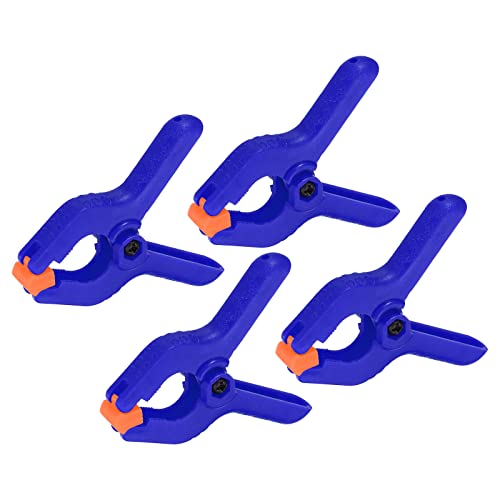 PATIKIL 2 Inch Spring Clamps, 4 Pack Plastic Flexible Anti-slip Strong Backdrop Clamp Clips for Stand DIY Project Photography Studio Craft, Blue - color: Blue