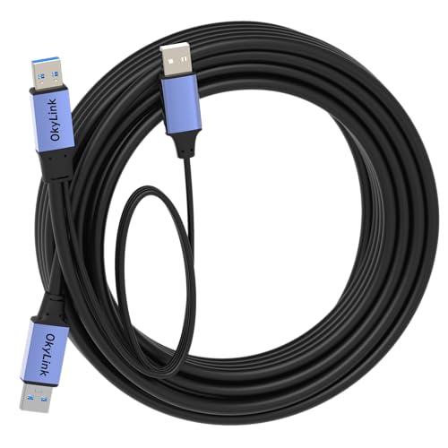 OkyLink Active USB 3.0 Data Cable A to A, Male to Male 5Gbps, 32ft | 10M, 3.2 Gen 1, Comes with power cable and repeater, for long - distance data transfer - color: USB3.0(5Gbps), size: 32ft (10m)