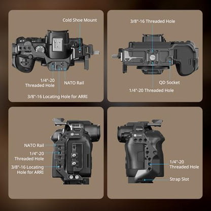 SmallRig R6 II Hawklock Camera Cage Kit for Canon R6 Mark II, Full Cage with Top Handle and Cable Clamp, Buit-in Cold Shoes and NATO Rails -5197 - style: Camera Cage Kit
