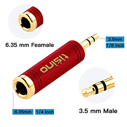 Tisino Stereo Headphone Adapte, 1/8 inch Female to 1/4 inch Male & 1/4 inch Female to 1/8 inch Male Aux Converter - Red & Blue, 2PCS - size: Red & Blue