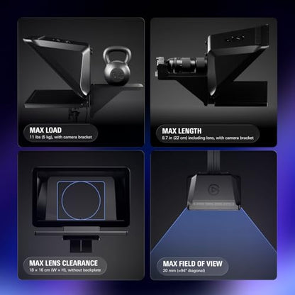 Elgato Prompter XL, Full-Sized Teleprompter, Removable | 15.6-inch detachable Full HD display, Doubles as conferencing monitor, Fits DSLR, mirrorless, studio cameras, USB-C 3.2 - style: Prompter XL