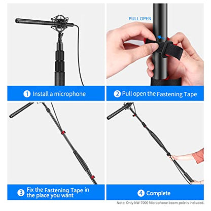 NEEWER NW-7000 Microphone Boom Arm, 3 Section Extendable Handheld Mic Arm with 3/8" & 3/8" to 5/8" Screw Adapter, 3ft to 8ft Adjustable Length,Auxiliary - style: ST-NW-7000