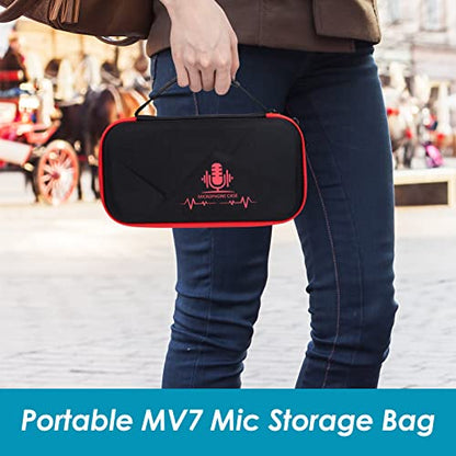 YOUSHARES MV7 Microphone Case Bag with Mic Cover Foam - Mic Case Hard Carring Case with Windshield Compatible with Shure MV7 USB Condenser Microphone - color: Shure MV7 Case