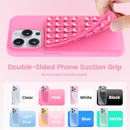Klearlook 4Pack Silicone Suction Cup Phone Case Mount Double Sided, Sticky Phone Grip for Cell Phone, Hands-Free Phone Accessories for Selfies and Videos, Clear & Light Pink & Hot Pink & Lavender - color: Transparent & Light Pink & Hot Pink & Lavender