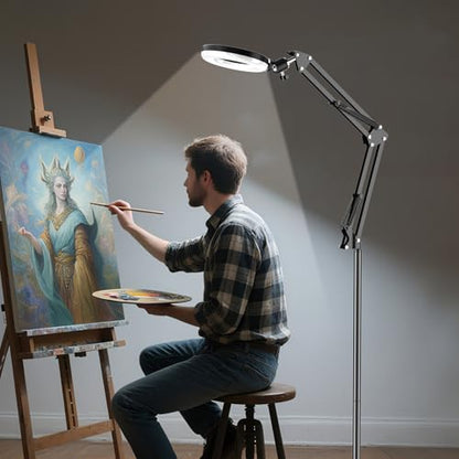 Floor Overhead Phone Mount with Ring Light for Filming, TikTok, Live Stream, LED Selfie Light Phone Tripod Stand for Content Creators, Compatible with iPhone & Android, Hand-Free for Recording