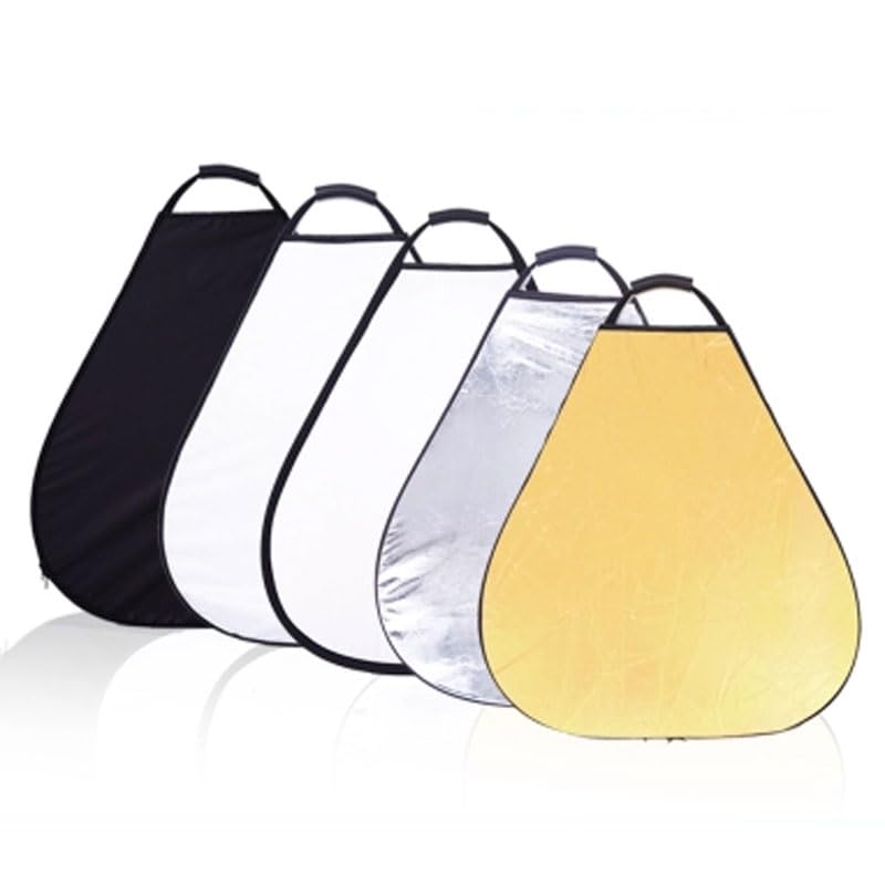 REFLEX CAMERA 5-in-1 Triangle Photography Reflector 80cm | Gold Silver White Transparent Black | Single-Hand Grip | Portable Durable Light Reflector with Carrying Case (80cm (31.5in)) - size: 80cm (31.5in)