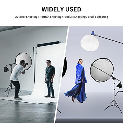 Selens Photography Reflector Holder Stand Kit, 32in / 80cm 5-in-1 Collapsible Light Reflectors with Swivel Boom Arm Stand and Sandbag for Photo Video Studio Lighting
