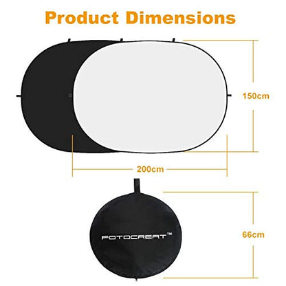 5x6.5ft Double-Sided Pop Up Backdrop, Matte Black & White Wrinkle-Resistant Collapsible Background with Carry Bag, Portable Reflector for Photography, Live Streaming, Video Calls, Headshots - color: Black & White