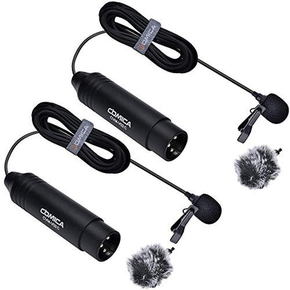 COMICA CVM-V02C XLR 48V Phantom Power Cardioid Lavalier Microphone,with Lapel Clip and Wind Muff,Lapel Mic for Camera Canon Sony Panasonic Camcorders Video Recording Interview YouTube - size: V02C2
