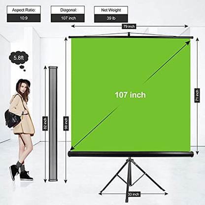 EMART 79 x 71in Green Screen Stand, Professional Chromakey Background with Auto-Locking Frame, Collapsible Portable Backdrop with Adjustable Tripod, Fast Fold Designed for Photography, Stream, Video