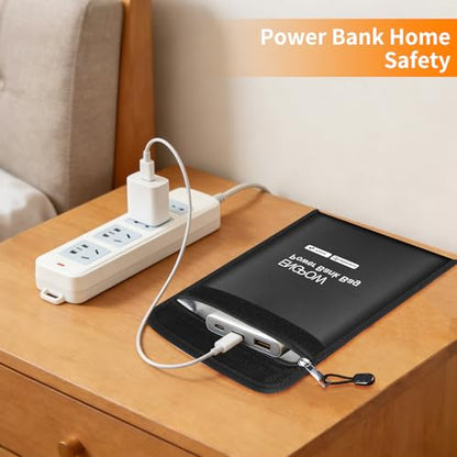 ENGPOW Fireproof Organizer Travel Bag, Heat Insulated＆Explosion-Proof Electronic Carry Case, Portable Home Travel Safe Storage for Power Bank,Phone,Cables,USB Drive and Charging Protection, 9''x7'' - size: 9'' x 7''