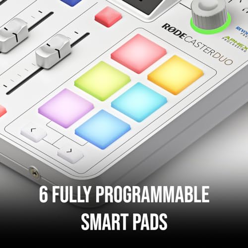 RØDE RØDECaster Duo Compact All-in-One Audio Production Solution for Podcasting, Streaming, Music Production and Content Creation (White) | Compact 2-Input Studio with Revolution Preamps, Built-in Series Iv Wireless Receiver, 5.5 Touchscreen, USB-C - colo