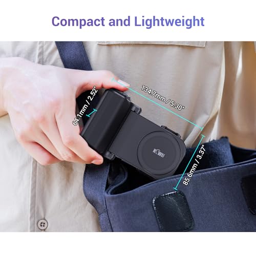 Phone Camera Grip with Remote Control for Smartphones Vlog Shooting | silicone anti-slip grip, detachable remote, dual cold shoe slots, 1/4" tripod thread, design for vlog video shooting - color: Clip on Phone Camera Grip Black