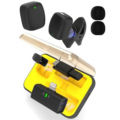 Wireless Lavalier Microphone Noise Cancelling for Android iPhone 15H Battery Life with Charging Case Lapel Micphone Wireless for Video Recording Podcast - size: Lingtning