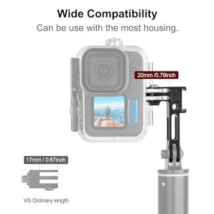 HSU Vertical Mount for GoPro, 90 Degree Cold Shoe Direction Adapter | Aluminum 1/4"-20 Screw Hole Tripod Mount for GoPro Hero 13/12/11/10, Osmo Action 6/5 Pro/4/3 AKASO Action Camera (Extension) - color: Extension