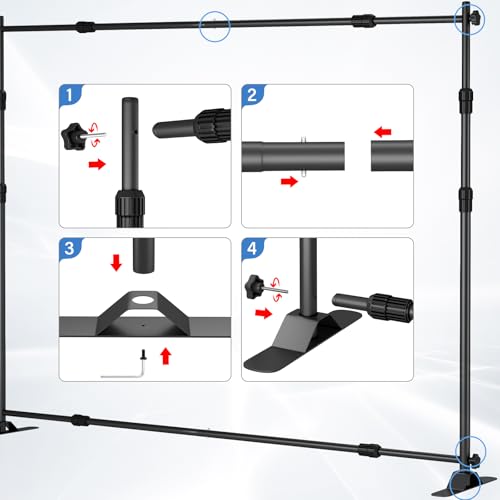 8 x 8 FT Banner Stand Kit, Adjustable Backdrop Stand for Parties, Heavy-Duty Photography Step and Repeat Stand with Portable Bag for Birthdays, Promotions, Exhibitions (Banner Not Included) - size: 8 x 8 ft