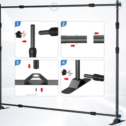 8 x 8 FT Banner Stand Kit, Adjustable Backdrop Stand for Parties, Heavy-Duty Photography Step and Repeat Stand with Portable Bag for Birthdays, Promotions, Exhibitions (Banner Not Included) - size: 8 x 8 ft