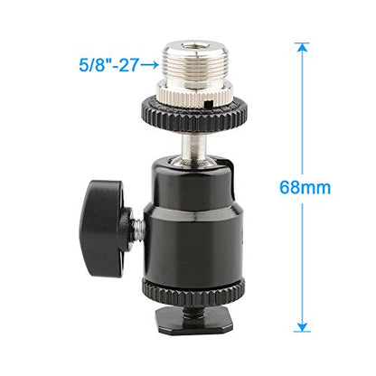 CAMVATE 5/8"-27 Camera Accessory Mount to Cold Shoe with Mini Ball Head for Microphone Stand - 1188