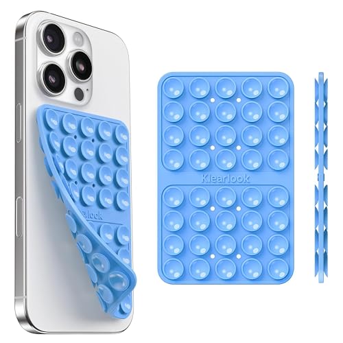 Klearlook Silicone Suction Cup Phone Case Mount Double Sided, Silicon Sticky Phone Grip with Higher Suction for Cell Phone, Hands-Free Phone Accessories Holder for Selfies and Videos, Navy Blue - color: Navy Blue