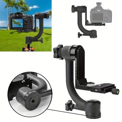 Aluminum Alloy Gimbal Tripod Head with 1/4" Quick Release Plate - 360° Rotating Ball Head, Smooth Pan & Tilt for DSLR, Live Streaming, Bird Watching, Outdoor Shooting Stabilizer, Camera Stabilizer