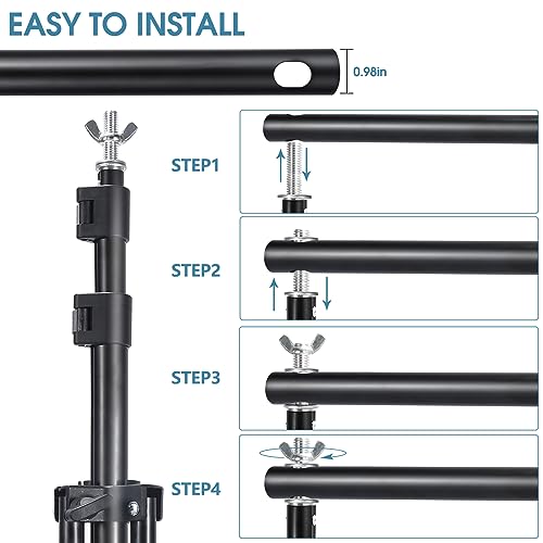 Photo Video Studio 10x7Ft (WxH) Adjustable Background Stand Backdrop Support System Kit with Carry Bag