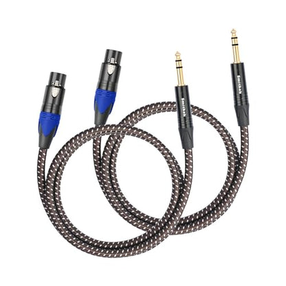 Smithok 2Pack 1/4" to XLR Cable,Heavy Duty Nylon Braided,Gold Plated Plug,Balanced 1/4" TRS (Quarter Inch 6.35mm) to 3pin XLR Female Patch Cable, Microphone Cable, for Speaker,Mixer-6.6ft - size: 2 Pack 6.6 ft