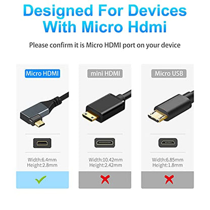 Twozoh Right Angled Coiled Micro HDMI to HDMI Cable, Micro HDMI to HDMI Coiled Cable 90°Degree Stretched Length 30cm to 150cm - Supports 3D/4K 1080p(5FT) - color: Right Angled, size: 5Ft