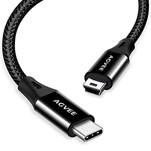 AGVEE 2 Pack 3.3ft USB-C to Mini USB Cable, Data Transfer Charging Cord | for Canon Nikon Camera, Garmin GPS, Blue Yeti Microphone, Ti-84 Calculator, Hero 3+, PS3 Controller - color: Black, size: 3.3ft+3.3ft