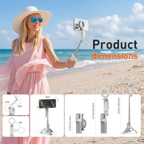 AMAZEAR Phone Camera Grip with Selfie Stick Tripod, Cellphone Accessories with Detachable Wireless Shutter Button for iPhone 16 17 Pro Max, Comfort Ergonomic Smartphone Handle Holder, Black - color: Black