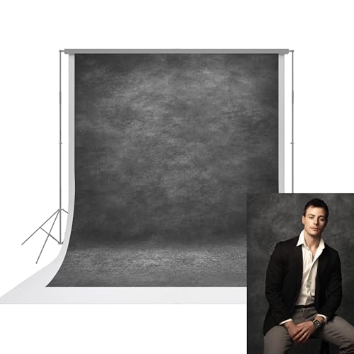 UrcTepics 6x8ft Dark Grey Abstract Textured Backdrop. Personal Headshot, Family Portrait, Studio Black Vintage Fabric Background. - color: Dark Grey, size: 6×8 ft