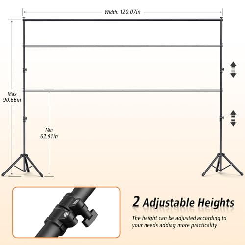 Forlogic Backdrop Stand 10x7.5ft(WxH), Heavy Duty Adjustable Photo Back Drop Stand kit, Suitable for Party, Photography, Weddings