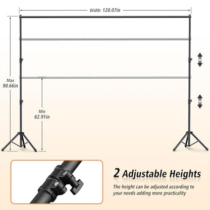 Forlogic Backdrop Stand 10x7.5ft(WxH), Heavy Duty Adjustable Photo Back Drop Stand kit, Suitable for Party, Photography, Weddings