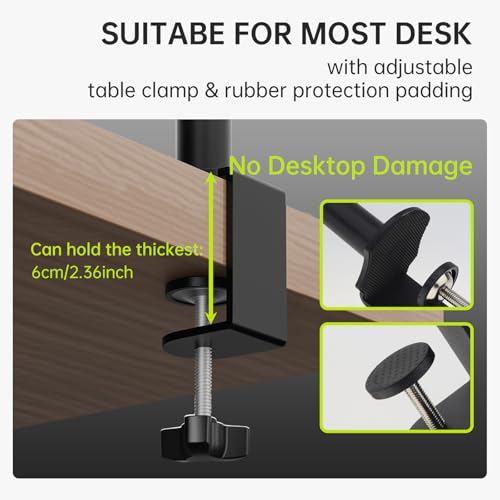 Extendable Camera Desk Mount Stand, Detachable Tray Clamp-on Shelf Tabletop C-Clamp 1/4" Screw Ball Head Steel Bracket for DSLR Camera, Ring Light, Live Stream, Vlog, Online Teaching,Photography - style: Clamp Stand + Tray