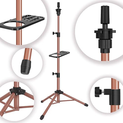 ZQIAN BEAUTY Wig Stand Tripod 50 Inch Metal Wig Mannequin Head Tripod Stand For Hairdressing Training Head Adjustable Wig Tripod Stand with Tool Tray (Latte, Mannequin Head Not Included) - color: Latte, size: 50 Inch