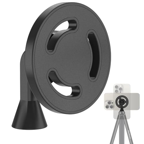 Magnetic Phone Tripod Mount Adapter with 1/4"-20 Screw Hole, Compatible with Magsafe for iPhone 17/16/15/14/13 Plus Pro Max Mini Series, Adjustable Phone Holder for Tripod, Ring Light, Selfie Sticks