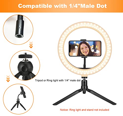 Ring Light Phone Holder Universal Phone Holder for Ring Light with 1/4 and Hot Shoe Adapter, Flexible Phone Mount for RingLight and Tripod Stand - size: Standard
