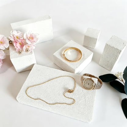 Product Photography Props Geometric Cube Photo Backdrop for Jewelry Cosmetics 6PCS | Waterproof Non-dusting Handcrafted(White)