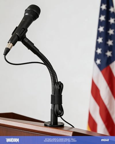 Mic Podium Flange Mounts with Pad KB48 - Microphone Gooseneck Table Mounts with 5/8-27 Male 3/8-16 Female Threads and Mounting Screws, 1PCS - color: FLANGE MOUNT (1PCS)