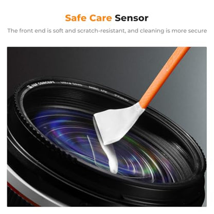 K&F CONCEPT 24mm Full Frame Sensor Cleaning Swab*10 + 20ml Sensor Cleaner, DSLR SLR Digital Camera CMOS and CCD Sensor Cleaning Swab Kits for Nikon Sony Canon Camera Clean - size: 24mm