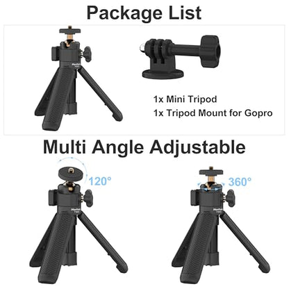 MINIFOCUS Extendable Mini Camera Tripod, 360° Ball Head with Cold Shoe, 4 Levels Adjustment Small Selfie Stick for Gopro Hero 13/12/11/10 DJI Osmo Pocket 4/3 Action 5 Pro insta360 X5/X4 - color: T1013